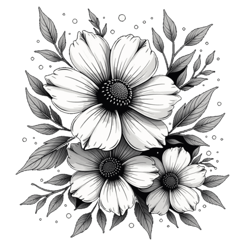 Flower pattern made of only black and white color